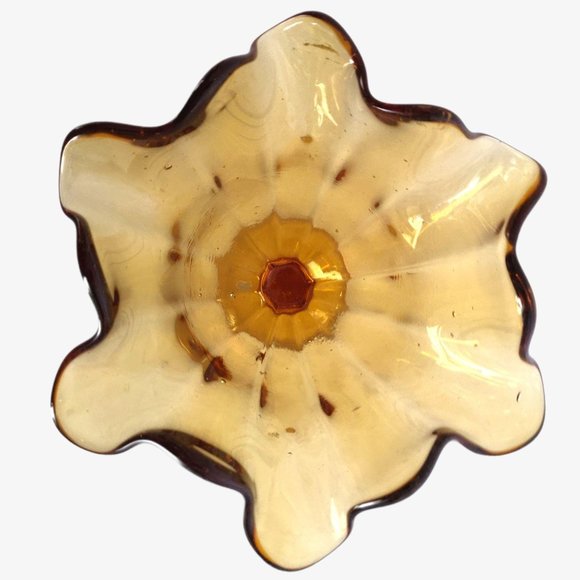 Vintage MCM Italian Amber Glass Handkerchief Vase - Picture 4 of 6